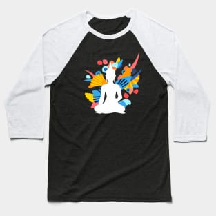 White Budda with Colorful Energy Baseball T-Shirt